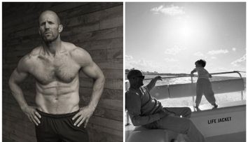 Jason Statham, așa cum rar îl vezi! Durul de la Hollywood, un tătic cool și devotat: cum își învață fiul să practice surf