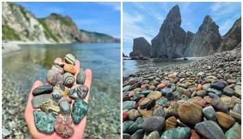 Această plajă cu pietre colorate este un miracol natural. Puțini știu unde se află