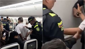 Momentul șocant în care un bărbat este săltat de polițiști, în avion, după ce a fost văzut făcând un gest scârbos. Incidentul, surprins pe camere de un martor