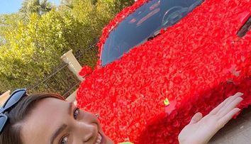 Surpriză neobișnuită de Valentine's Day! Cine este norocoasa care a primit un Ferrari acoperit cu 30.000 de petale de trandafir