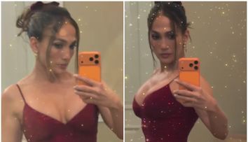 Și Moș Crăciun ar fi fost sedus de o asemenea apariție! Jennifer Lopez, irezistibilă la cina de Crăciun, într-o rochie seducătoare mulată și decoltată