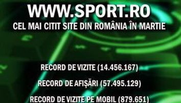 Inca 3 recorduri doborite! www.sport.ro, cel mai citit site de continut din .RO in martie