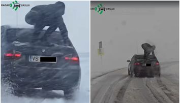 Surprins de viscol fără cauciucuri de iarnă, un vasluian a găsit soluția! Cum a fost filmat șoferul VIDEO VIRAL