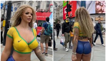 A ieșit pe stradă “îmbrăcată” doar cu vopsea, dar nimeni nu și-a dat seama. Cum a apărut influencerița la metrou