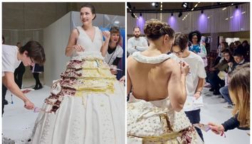 Ea este tânăra care a purtat prima și cea mai mare rochie de mireasă tip tort din lume. Desertul exclusivist cântărea peste 130 de kilograme