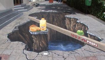 O groapa uriasa in centrul Bucurestiului. Vezi cum arata prima pictura 3D pe asfalt din Romania