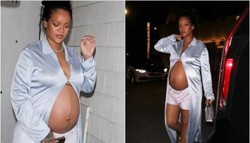Rihanna, cel mai șocant look de până acum: pare că și-a uitat hainele acasă și a ieșit în pijama la cină