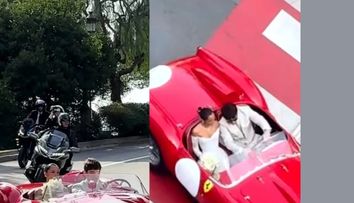 S-au căsătorit în mare secret, într-un cadru de basm! Alexandra și pilotul Charles Leclerc, filmați în timp ce plecau de la ceremonie într-un Ferrari de peste 10 milioane de euro
