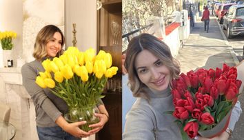 Ela Crăciun, răsfățată de 8 Martie cu zeci de lalele, ghiocei și un brunch romantic alături de soțul ei