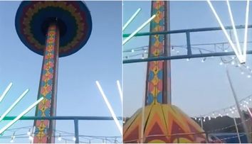 VIDEO Momentul teribil în care un carusel plin cu oameni se prăbușește subit