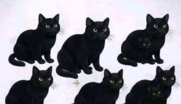 Iluzie optică virală! Vezi 9 pisici negre în imagine? Greșit. Câte sunt, în realitate