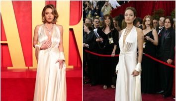 Cine e actrița care a “furat” look-ul de Oscar al Angelinei Jolie, din 2004. A purtat aceeași rochie pe covorul roșu