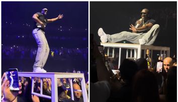 După eșecul cu balonul gonflabil, Akon a trecut la alt nivel. S-a cocoțat pe o masă și i-a pus pe bodyguarzi să-l plimbe prin mulțime: „Sper că băieții ăia au fost plătiți dublu”
