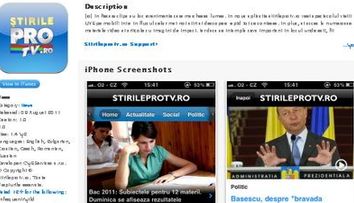Stirileprotv.ro cea mai accesata aplicatie iPhone de stiri a momentului. Pro FM conduce topul la radio