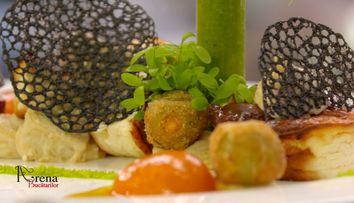 Starter: Budinca din branza cu smoothie si sos de caise