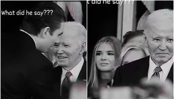 Momentul în care Barron Trump îi șoptește la ureche lui Joe Biden și îi șterge zâmbetul de pe față. ”Îmi scriu pe tricou replica!”