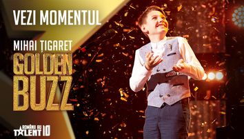 Al șaselea Golden Buzz. La 13 ani, Mihai Țigaret ”a rupt” pianul la Românii au talent