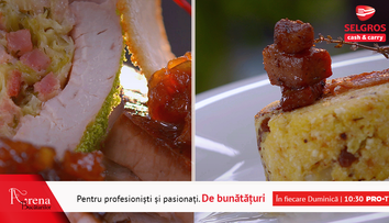 Mămăligă gratinată cu urdă și jumări