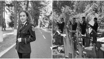 Roberta Ungureanu a fost înmormântată cu onoruri militare. Imagini de la casa părintească a polițistei unde s-au adunat colegii îndurerați