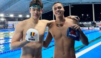 David Popovici se antrenează cu rivalul său Pan Zhanle. Chinezul este deţinătorul recordului mondial în proba de 100 metri liber