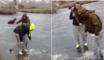 S-au jucat ruleta ruseasca pe un lac inghetat, iar filmuletul a devenit VIRAL