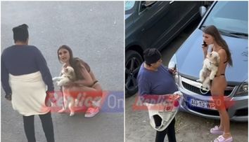 Scandal cu urlete și jandarmi în plină stradă, după ce o femeie și-a lovit câinele cu piciorul în burtă. O tânără a văzut scena și nu a rămas indiferentă: „Nu ți-e rușine?!”