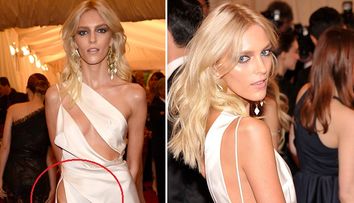 Aparitia care a socat la Met Gala 2012. Modelul Anja Rubik - corp anorexic intr-o rochie extrem de decupata