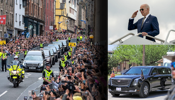 Joe Biden și restul lumii, cu autobuzul la înmormântarea Reginei Elisabeta a II-a