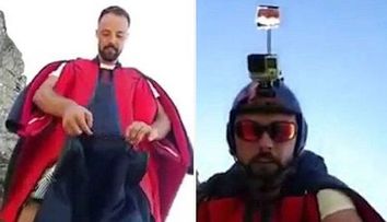 Și-a filmat propria moarte, în direct. După ce a zâmbit la cameră, un cascador a făcut o săritură fatală de pe un vârf de munte