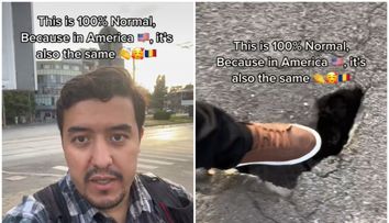 Reacția unui american când a văzut o groapă uriașă pe străzile din București : 