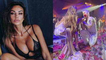 Imagini incendiare cu Mădălina Ghenea și Robbie Williams. Celebrul cântăreț a îngenunchiat în fața româncei, la petrecerea unui miliardar italian, spre uimirea invitaților