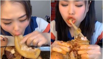 Devorează slănina ca pe castraveți. Filmuletul cu o asiatică mâncăcioasă care a șocat internetul