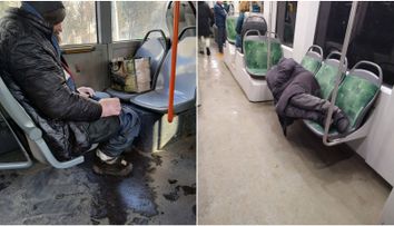 Cătălătorii din București, exasperați de situația oamenilor fără adăpost din mijloacele de transport în comun