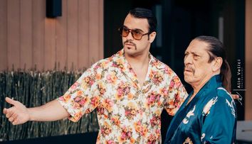 George Piștereanu, alături de Danny Trejo, pe platoul de filmare al filmului Miami Bici 2