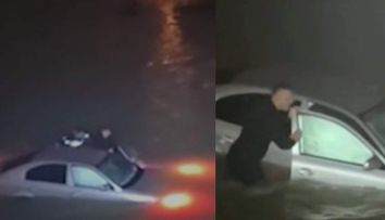 Momentul înfiorător în care o femeie cade cu mașina în râul Jiu. Întreaga operațiune de salvare, surprinsă VIDEO. Imaginile fac înconjurul internetului
