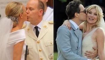 Kate Moss VERSUS Charlene de Monaco - cine a purtat cea mai frumoasa rochie de mireasa? FOTO