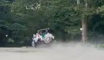 Momentul în care un băiat de 18 ani e aruncat dintr-o trăsură, în Central Park din New York.  Adolescentul a decedat din cauza rănilor grave