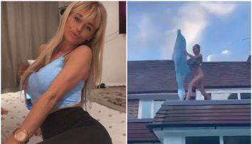 A vrut să se dea în spectacol, dar și-a distrus fața! Momentul în care o dansatoare sare de pe acoperișul unei case direct în piscină VIDEO