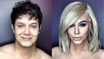 Fotografiile INAINTE si DUPA machiaj care fac senzatie online. Cum se transforma un barbat in Kim Kardashian sau Elsa
