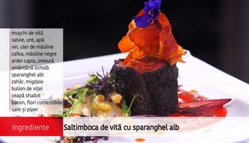 Saltimboca de vita cu sparanghel alb