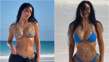 Spune că face sport 2 ore pe zi, 6 zile pe săptămână, iar acum își arată corpul de vis. Kim Kardashian, rotunjimi perfecte în costum de baie