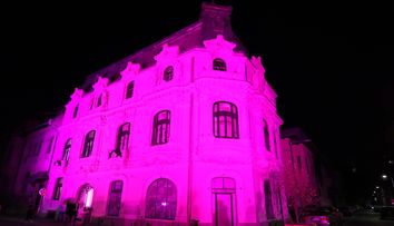 Fundația Renașterea a îmbracat în roz monumentul istoric Casa Mița Biciclista, de Ziua Națională a luptei împotriva cancerului de sân