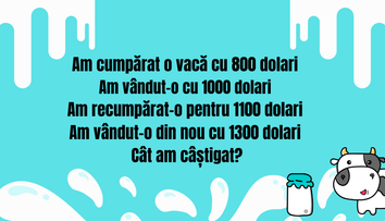 Problema de matematică de clasa a III-a care a împărțit internetul. Cu câți bani rămâne proprietarul după ce vinde vaca?