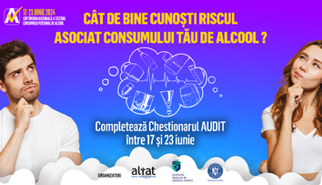 (P) Românii îşi pot evalua consumul de alcool în cadrul campaniei Săptămâna Naţională a Testării AUDIT, până pe 23 iunie