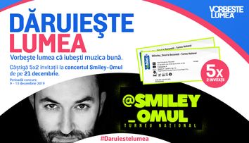 CONCURS Dăruiește lumea. Participă și câștigă invitații la concertul lui Smiley