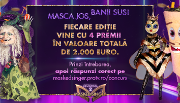 CONCURS Masked Singer Romania pune la bătaie, în fiecare ediție, 4 premii în valoare de 2.000 de euro