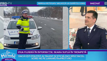 VIDEO Polițiști cu talent. Ziua fluieră în intersectie, seara suflă în trompetă