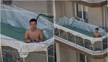 Distracție de vară sau dezastru iminent? Un bărbat și-a transformat balconul în piscină, iar internetul a luat foc: „De asta femeile trăiesc mai mult