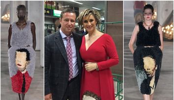 Rochia Anamariei Prodan cu chipul lui Reghecampf, demnă de Paris Fashion Week. Ce brand a prezentat ținute asemănătoare