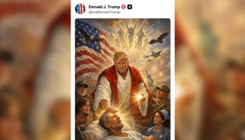 Detaliul tulburător din imaginea cu Donald Trump pe post de Iisus Hristos. Reacția oamenilor: ”Pare un demon care...”